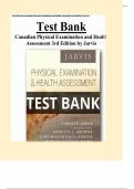 Test bank Physical Examination & Health Assessment, 3rd Canadian edition Jarvis/ All Chapters. 