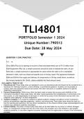TLI4801 PORTFOLIO (ANSWERS) Semester 1 2024 - DISTINCTION GUARANTEED.
