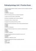 Pathophysiology Unit 1 Practice Exam Questions And Answers  guaranteed pass 2024/2025