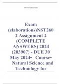 Exam &lpar;elaborations&rpar; NST2602 Assignment 2 &lpar;COMPLETE ANSWERS&rpar; 2024 &lpar;203907&rpar; - DUE 30 May 2024 &bull;&Tab;Course &bull;&Tab;Natural Science and Technology for Classroom IV &lpar;NST2602&rpar; &bull;&Tab;Institution &bull;&Tab;University Of South Africa &bull;&Tab;Book &bull;&Tab;New Natural Science and Technology NST2602