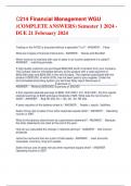C214 Financial Management WGU &lpar;COMPLETE ANSWERS&rpar; Semester 1 2024 - DUE 21 February 2024