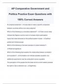 AP Comparative Government and Politics Practice Exam Questions with 100% Correct Answers