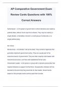 AP Comparative Government Exam Review Cards Questions with 100% Correct Answers