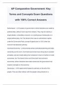 AP Comparative Government: Key Terms and Concepts Exam Questions with 100% Correct Answers