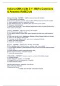Indiana CNA skills 7-11 RCPs Questions & Answers(RATED A)