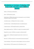 Introduction to Veterinary Technology TOP  Exam Guide Questions and CORRECT  Answers