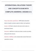 INTERNATIONAL RELATIONS THEORY  AND CONCEPTS EXAM WITH  COMPLETE ANSWERS { GRADED A+} 