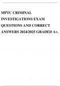 MPTC CRIMINAL INVESTIGATIONS EXAM QUESTIONS AND CORRECT ANSWERS 2024/2025 GRADED A+.