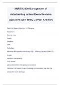 NURBN3030 Management of deteriorating patient Exam Revision Questions with 100% Correct Answers