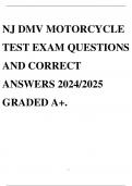 NJ DMV MOTORCYCLE TEST EXAM QUESTIONS AND CORRECT ANSWERS 2024/2025