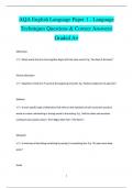 AQA English Language Paper 1 - Language  Techniques Questions & Correct Answers/  Graded A+