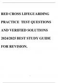 RED CROSS LIFEGUARDING PRACTICE TEST QUESTIONS AND VERIFIED SOLUTIONS 2024/2025