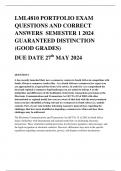 LML4810 PORTFOLIO EXAM QUESTIONS AND CORRECT ANSWERS SEMESTER 1 2024 GUARANTEED DISTINCTION (GOOD GRADES) DUE DATE 27th MAY 2024