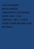 UNIT 6 WEBSITE DEVELOPMENT ASSIGNMENT 2 (LEARNING AIM B AND C ) ALL CRITERIA MET ( LATEST STUDY GUIDE 2024 BEST FOR REVISION ) .