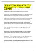 TEXES SPECIAL EDUCATION EC-12 &lpar;161&rpar; EXAM TEST WITH CORRECT ANSWERS