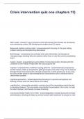 Crisis intervention quiz one&lbrace; chapters 13&rcub; questions and answers Graded A&plus;
