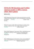 FEMA IS 700 Questions and Verified Answers| Grade A| 100% Correct (2024/ 2025 Update) NIMS IS 700