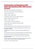 Florida Rules and Regulations 2024 Exam Test Questions With 100&percnt; Correct Answers
