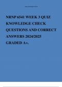 NRNP 6541 WEEK 3 QUIZ KNOWLEDGE CHECK QUESTIONS AND CORRECT ANSWERS 2024/2025 GRADED A+.