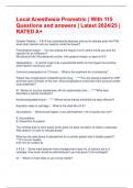 Local Anesthesia Prometric &vert; With 115 Questions and answers &vert; Latest 2024&sol;25 &vert; RATED A&plus;