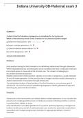 Indiana University OB-Maternal exam 3 questions and answers