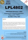 LPL4802 MAY JUNE PORTFOLIO (COMPLETE ANSWERS) Semester 1 2024  - DUE 30 May 2024 ;