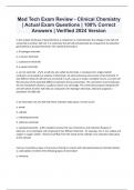 Med Tech Exam Review - Clinical Chemistry &vert; Actual Exam Questions &vert; 100&percnt; Correct Answers &vert; Verified 2024 Version