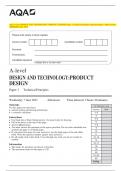 AQA A-level DESIGN AND TECHNOLOGY&colon; PRODUCT DESIGN Paper 1 Technical Principles Question Paper &plus; Mark scheme &lbrack;MERGED&rsqb; June 2023