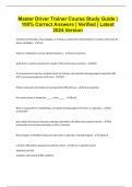 Master Driver Trainer Course Study Guide &vert; 100&percnt; Correct Answers &vert; Verified &vert; Latest 2024 Version