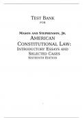 Download the official test bank for American Constitutional Law Introductory Essays and Selected Cases,Masson,16e