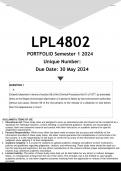 LPL4802 PORTFOLIO (ANSWERS) Semester 1 2024 - DISTINCTION GUARANTEED.