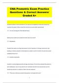 CNA Prometric Exam Practice Questions & Correct Answers/  Graded A+