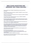 MHIC EXAM &lpar;QUESTIONS AND  ANSWERS 100&percnt; PASS&rpar; 20242024