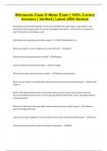 Minnesota Class D Water Exam &vert; 100&percnt; Correct Answers &vert; Verified &vert; Latest 2024 Version