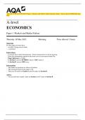 AQA 2023 A-level ECONOMICS Paper 1 Markets and Market Failure Question Paper + Mark scheme [MERGED] June 2023