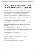 BIOLOGY 101 TEST 1 STUDY GUIDE QUESTIONS WITH ANSWERS 2024.