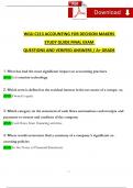 WGU C213 Final Exam Accounting for Decision Makers Study Guide Questions and Answers &lpar;2024 &sol; 2025&rpar; &lpar;Verified Answers&rpar;