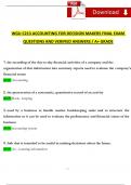 WGU C213 Final Exam Accounting for Decision Makers 2024 Expected Questions and Answers &lpar;2024 &sol; 2025&rpar; &lpar;Verified Answers&rpar;