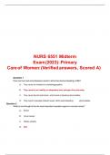 NURS 6551 Midterm Exam (2023); Primary Care of Women (Verified  answers, Scored A)
