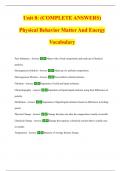 Unit 8: (COMPLETE ANSWERS) Physical Behavior Matter And Energy Vocabulary