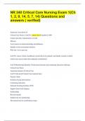 NR 340 Critical Care Nursing Exam 1(Ch 1, 2, 9, 14, 5, 7, 14) Questions and answers ( verified)