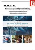 Bordoloi/Fitzsimmons, Service Management: Operations, Strategy, Information Technology 10th Edition 2024 TEST BANK, Verified Chapters 1 - 16, Complete Newest Version