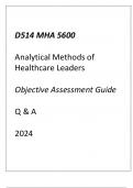 (WGU D514) MHA 5600 Analytical Methods of Healthcare Leaders Objective Assessment Guide