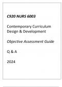 (WGU C920) NURS 6003 Contemporary Curriculum Design & Development Objective Assessment Guide