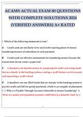 ACAMS ACTUAL EXAM 80 QUESTIONS WITH COMPLETE SOLUTIONS 2024 (VERIFIED ANSWERS) A+ RATED.