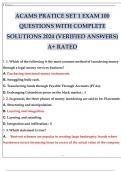 ACAMS PRATICE SET 1 EXAM 100 QUESTIONS WITH COMPLETE SOLUTIONS 2024 (VERIFIED ANSWERS) A+ RATED.