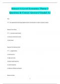 Edexcel A-Level Economics Theme 3 Questions & Correct Answers/ Graded A+