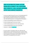 LEED V4 GA PRACTICE EXAM &lpar; ACTUAL EXAM&rpar; WITH CORRECT 120&plus; QUESTIONS AND CORRECTLY  WELL DEFINED ANSWERS LATEST 2024 ALREADY GRADED A&plus; 