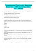 Foundations of Reading 190 Questions & Answers &vert; 100&percnt; Correct &vert; Verified &vert;  2024 Version