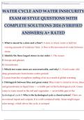 WATER CYCLE AND WATER INSECURITY EXAM 60 STYLE QUESTIONS WITH COMPLETE SOLUTIONS 2024 &lpar;VERIFIED ANSWERS&rpar; A&plus; RATED